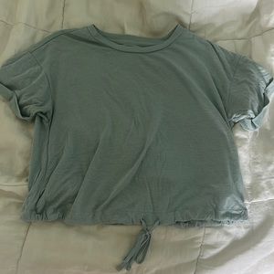 Teal AEO cropped tie tshirt